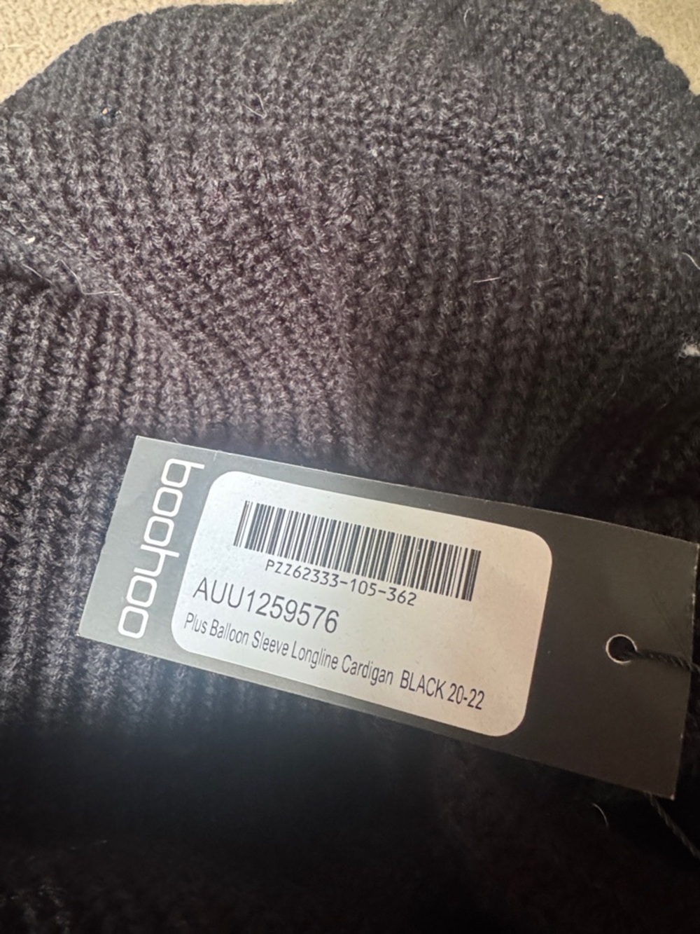 Boohoo Plus Black Ribbed Open-Front Cardigan - Picture 2 of 2